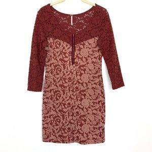 Free People Size Small Love You To Pieces Lace Bodycon Mini Dress Floral Stretch